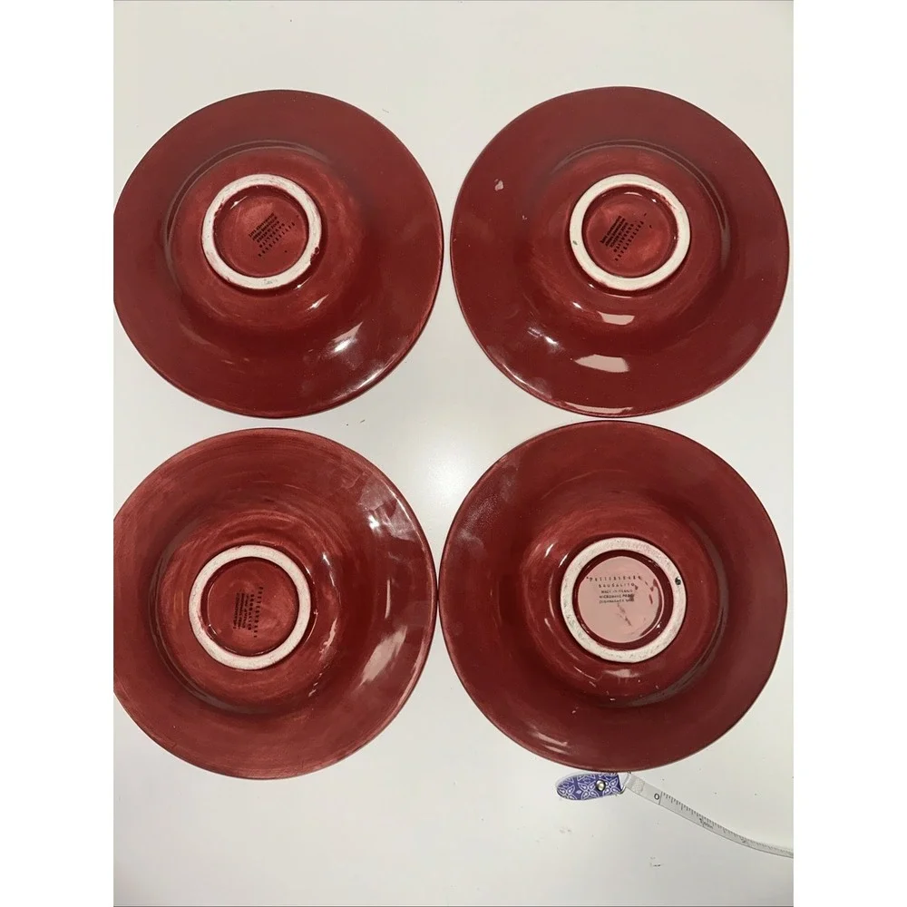 Pottery Barn Sausalito Small Side‎ Plate Lot of 4 burgundy  7.25